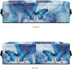 Bathroom Storage Bin Narrow Organizer Versatile Storage Basket for Countertops Vanities Shelves Stylish Rectangle Storage Box for Toilet Paper Towels, Blue Marble Butterfly