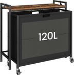 Laundry Sorter, Laundry Hamper with Storage Shelf, Mobile 2-in-1 Basket Organizer, 120 L Rolling Hamper, Large Bags and Movable Wheels, Metal Frame, Rustic Brown and Black TXY01BF