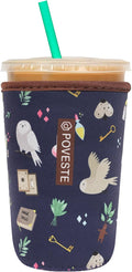 Reusable Neoprene Insulator Sleeve for Iced Coffee & Cold Soda, Coffee Sleeves for Iced & Hot Drinks, Cold Beverage Cooler Compatible with Starbucks, Dunkin (Hogwar Magic, Medium: 22-24oz)