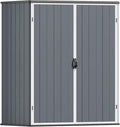 Patiowell 5x3 FT Resin Outdoor Storage Shed with Floor, Plastic Waterproof Outdoor Storage Cabinet, Garden Organizer Shed with Lockable Door for Patio Furniture, Pool Accessories, Dark Gray