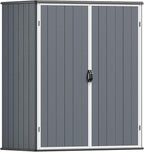 Patiowell 5x3 FT Resin Outdoor Storage Shed with Floor, Plastic Waterproof Outdoor Storage Cabinet, Garden Organizer Shed with Lockable Door for Patio Furniture, Pool Accessories, Dark Gray