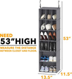 SpaceAid 2 Pack Hanging Closet Organizer and Storage with Dividers, 24 Compartments Hanging Shoe Shelves for Closet, Wardrobe, RV, Garment Rack - Grey