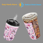 Reusable Neoprene Insulator Sleeve for Iced Coffee & Cold Soda, Coffee Sleeves for Iced & Hot Drinks, Cold Beverage Cooler Compatible with Starbucks, Dunkin (Reading Goose, Large: 32oz)