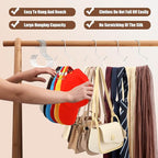 Zonon 12 Pcs Scarf Hangers Metal Belt Hat Ring Hanger with Grip Coating, Scarf Organizer Storage Holders for Ties Scarves Belts Tank Tops Hat Hooks (White)