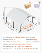VEVOR Heavy Duty Metal Carport, 20 x 20 ft Outdoor Carport with Sturdy Frame & Roof, Car Garage Shade with Removable Sidewalls, Multi-Use Car Shelter for Pickup, Boat, Trucks & Tractors