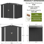 COMHOMA Shed Outdoor Storage Shed Metal,Lockable Doors Tool Sheds with Sloping Roof,Steel Garden Shed with Air Vent for Backyard,Patio,Lawn,Poolside(Grey,8'x6')