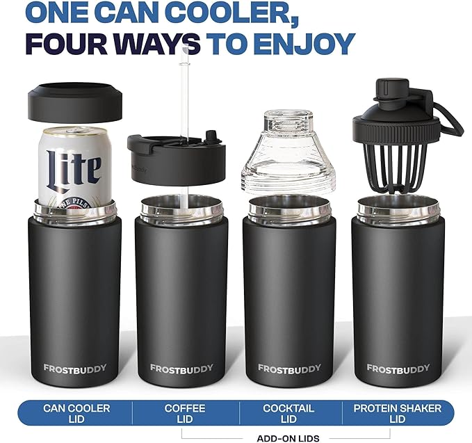 Frost Buddy Universal Can Cooler - Fits all - Stainless Steel Can Cooler for 12 oz & 16 oz Regular or Slim Cans & Bottles - Stainless Steel (Mother Nature)