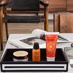 Handicrafts Home Black & White Bathroon Tray, Resin Inlay, Concentric Decorative Vanity Tray for Perfume & Cosmetics, Guest Towel Holder, Serving Tray for Bathroom & Kitchen Counter Organizer- 10x6