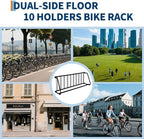Floor Bike Rack,Sigle-Side 10-Bike Rack 122" L,Grid Bike Rack In Ground,Freestanding Bicycle Floor Parking Stand,Stand Bike Racks for Garages Streets Yards Bike Events