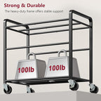 Tajsoon 350L Extra Large Laundry Cart 6 Section, Heavy Duty Laundry Sorter with Lockable Wheels, Laundry Basket with Sturdy Metal Frame, Leather Patchwork Laundry Separated with Removable Bags, Grey