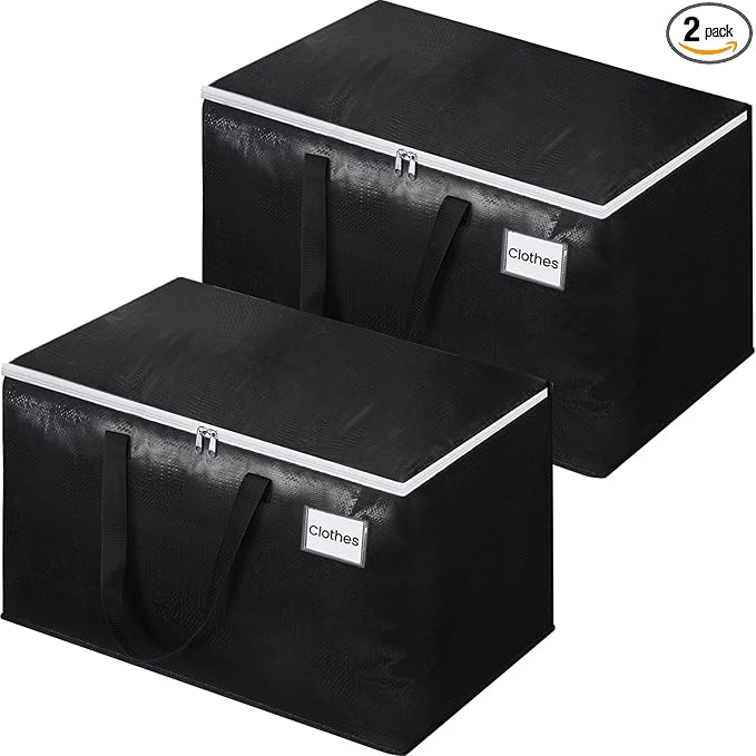 Extra Large Moving Boxes-Moving Bags with Zipper, Carrying Handles and Tag Pocket-Moving Supplies for Space Saving-Totes for Storage - for moving, Storage, Camping and Travel 125L-2 Pack