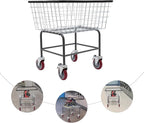Steel Wire Laundry Cart with Wheels, Heavy Duty Rolling Laundry Basket, Large Metal Storage Cart for Laundry, Clothes, Towels, Bathroom, Commercial Laundry Organizer (Style2)