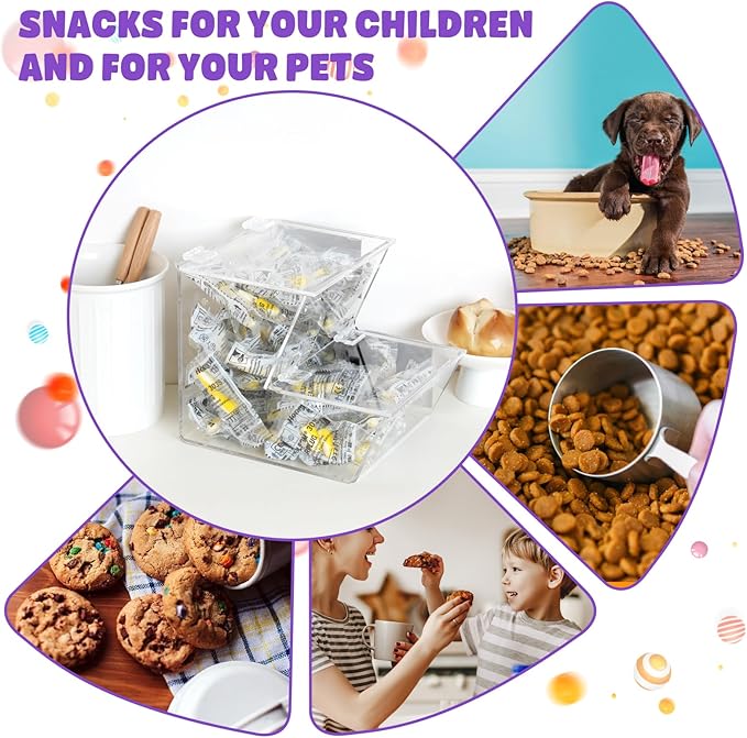 Clear Acrylic Candy Dispenser Bin with Scoop,Magnetic Snack food Storage for Bulk Candy,Cereal,Pet food,Laundry Pods