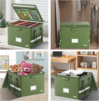 ENGPOW 5200°F File Box Fireproof Document Box with Lock,Heat Insulated Collapsible File Storage Organizer Box with Handle,Portable Home Office File Cabinet for Hanging Letter/Legal Size Folder, Green