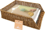 myHomeBody Wicker Paper Organizer, Letter Tray, Paper Organizer for Desk, Resin Wicker 1 pc, Tan