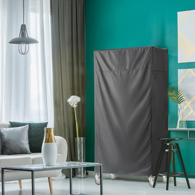 Dustproof Wire Shelf Cover for 23.2" W x 13.4" D x 48" H, Waterproof Storage Rack Cover, Nylon with Hook and Loop Closure, Ideal for Warehouse, Basement, or Kitchen, Black (No Shelves)