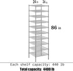 24" Deep x 24" Wide x 86" Height Wire Shelving Kit | 10-Tier | NSF Commercial Storage Rack Unit
