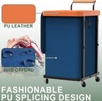 150L (40 Gal) Extra Large Fashion Laundry Basket with Wheels, Rolling Basket Hamper with Handle, Organizer Storage Cart with Sturdy Metal Frame for Laundry Room - Dark Blue
