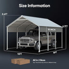 Quictent Heavy Duty 10x16 FT Vertical Roof Metal Carport, Pre-Drilled All Weather Storage Car Shelter for Tractor, Vehicles & Farm Equipment