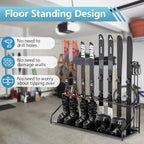 Ski Storage Rack-Holder Garage - Freestanding Ski Equipment Organizer Ski Boot Snowboard Rack Stand Snow Gear Storage