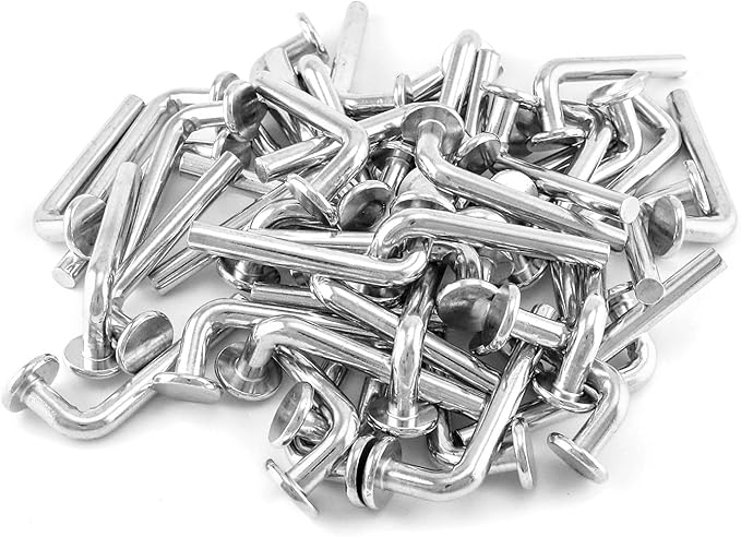 QWORK Universal Pallet Rack Safety Bolt - Heavy-Duty Drop Pins for Shelving Systems, 100 Pcs - Carbon Steel, 5/16" Diameter, 2-1/4" Length, J Bolt Design, M8x57mm