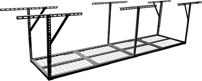 2x8FT Overhead Garage Storage Rack,Adjustable Storage Organization System,Heavy Duty Metal Garage Ceiling Storage Racks,450lbs Weight Capacity,Black Color