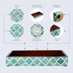 Handicrafts Home 10x6 Green Small Bathroom Tray, Vanity Organizer for Perfume, Cosmetics & Jewelry, Decorative Kitchen Counter, Bathroom Tray, Towel Holder, Decorative Napkin Holder, Bathroom Storage