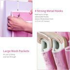 35 Pockets Over the Door Shoe Organizer, Hanging Shoe Organizer for Door with 35 Mesh Pockets Large Capacity Shoe Hanging Storage Bag with 4 Metal Hooks (Pink-1Pack)