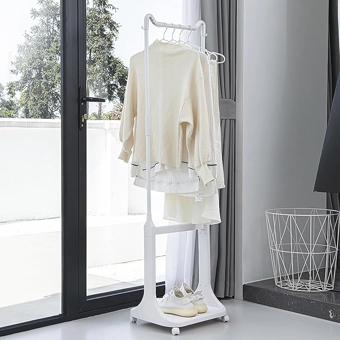 2-Tier Laundry Hamper Sorter with Hanging Bar, Rolling Laundry Baskets with Wheels Removable, Stackable Laundry Cart Organizer and Storage for Small Space Dorm Closet Bathroom