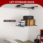 4x4 FT Overhead Garage Storage Rack for Ceilings, Heavy-Duty Metal Adjustable Ceiling Storage Racks with Safety Lock, 270LBS Mounted Rack, All-Steel Garage Organizer (4x4 FT)