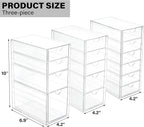 Prsildan Acrylic Drawer Organizer with 15 Drawers, Makeup Craft Office Desk Organizers Accessories, Set of 3 Clear Stackable Storage Drawers for Vanity, Countertop, Jewelry, Art Supply Organization