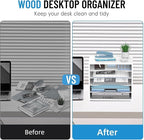 5-Tier Wood Desk Organizer, Paper Tray Organizer for Desk with Adjustable Storage Shelves, Desktop File Organization Paper Sorter Mail Holder for Office Home Classroom, White