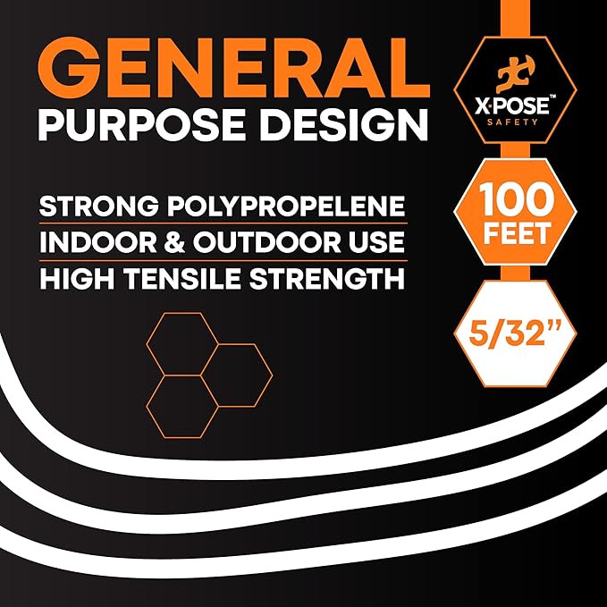 Plastic Clothesline - 100' Plastic Clothes Line - White Outdoor Weather Resistant - Synthetic Cord for Hanging and Drying Clothing & Laundry - Plastic Rope Clothes Line String for Pulley 2 Pack