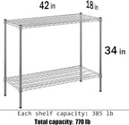 18" Deep x 42" Wide x 34" Height Wire Shelving Kit | 2-Tier | NSF Commercial Storage Rack Unit