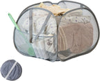 Collapsible Laundry Basket, 90L Foldable Pop-up Laundry Hamper with Handles, Square Mesh Dirty Clothes Hamper for Laundry, Bathroom, Kids Room, Dorm,Travel or Camping (Gray)