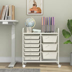 Giantex 9 Drawers Rolling Cart, Classroom Organizers, Storage Cart with Wheels, for Teacher Office Home School Supplies Tool Craft Art Paper, Ivory