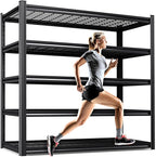 59" W Heavy Duty 5-Tier Garage Shelving Unit,2500 lbs Capacity Adjustable Metal Storage Rack, Boltless Steel Shelves for Garage, Basement, Warehouse, Pantry & Kitchen 72"x59"x20",Black