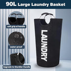 90L Laundry Hamper Waterproof 600D Oxford Fabric Modern Collapsible Laundry Basket for Easy Storage with Padded Handles Stands Up Well Heavy‑Duty Laundry Bag for Clothes(2 Pack)