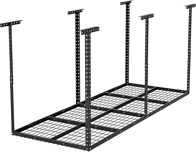 Overhead Garage Storage Rack, Adjustable Garage Storage Organization System, Heavy Duty Metal Garage Ceiling Storage Rack, Ceiling Mounted Storage Racks
