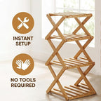 2/3/4/5/6/7/8/9 Tier Bamboo Folding Shoe Rack,2026 New Bamboo Foldable Shoe Rack,no Installation Required,Vertical Multi-Layered Organizer,Space-Saving for Entryways& Balconies (Brown, 8)