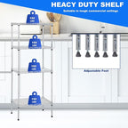 PayLessHere | 4-Tier Wire Shelf | 18"x12"x44" | Chrome | Adjustable Racks | Heavy-Duty Storage Shelves, Holds Upto 600 lbs | Rust-Resistant, No-Tool Assembly | for Home, Garage Shelving
