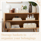 3Pack Toilet Paper Basket for Organizing Scalloped Edge Wicker Basket with Handles Toilet Tank Paper Holder Storage for Bathroom Bedroom Countertop Shelf Decor (Beige,Plastic)