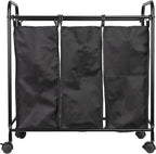 Household Essentials Rolling Triple Laundry Sorter, Black