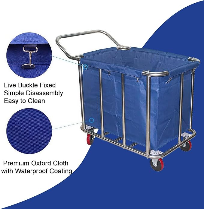 400L Commercial Laundry Cart Replacement Liner Bag - Removable Waterproof Oxford Cloth Rectangle, Large Capacity Replacement for Rolling Laundry Basket (Brown, Double layer thickened-Conical)