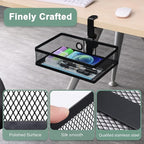 ROSLINE Under Desk Storage Organizer, Clamp on Drawer Basket, Hanging Storage, Mount Tray, Suitable for Multiple Scenes (Black)