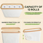 Toilet Paper Storage Basket, Toilet Paper Organizert for Bathroom Storage, Bamboo Basket Bin for Toilet Tank, Toilet Paper Holder Dispenser, 13 Rolls Compatible, Bathroom Accessories Holde