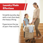 dbest products Stair Climber Laundry Trolley Dolly, Beige Laundry Bag Hamper Basket cart with wheels sorter