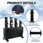 Freestanding Ski Storage Rack for 4 Pairs, Floor Stand Ski Organizer Rack, Heavy Duty Alloy Steel Ski Holders Ski Organizer, Freestanding Ski Organizer for Garage Basement