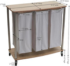 Household Essentials 3-Bag Laundry Sorter, Washable Linen Laundry Bags, 3-Load Capacity, Versatile, Light Ash