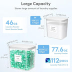 Lifewit Laundry Pods Container with Pop-up Lid, Laundry Room Organization, Dryer Sheet Holder for Washing Powder Scent Booster Beads, 2700 +4500ml/0.72+1.2gal,2 Pcs